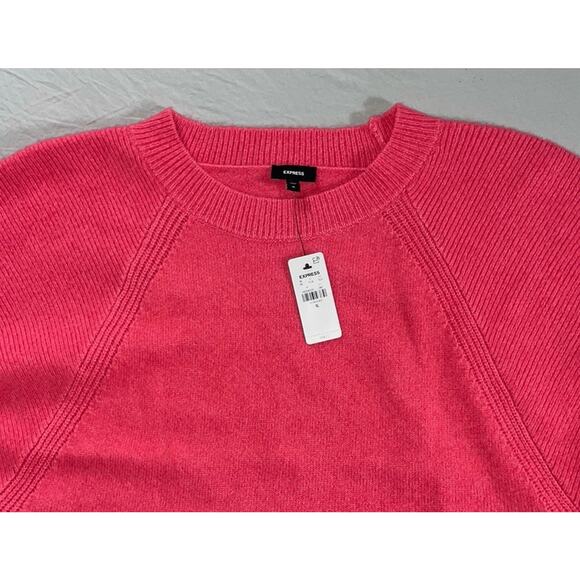 Express Super Soft Short Sleeve Crew Neck Knit Sweater. Pink, Women's XL NWT $68 - Picture 2 of 6